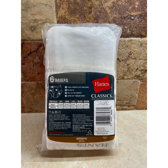 Hanes Classics Men’s Briefs 6 Pack White Size L Comfort Flex Waistband New - Picture 3 of 8